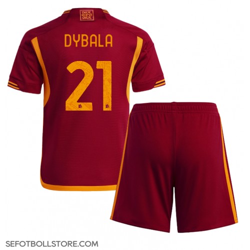 AS Roma Paulo Dybala #21 Replika babykläder Hemmaställ Barn 2023-24 Kortärmad (+ korta byxor)